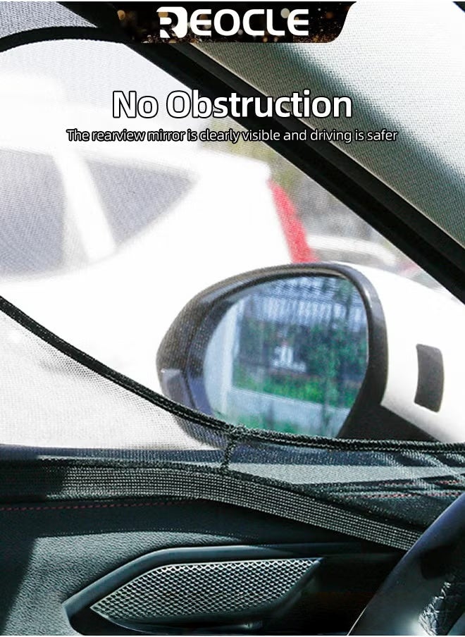 REOCLE 4 pcs Car Sunshade Rear Window Cool Sun Protective Privacy Protecting Easy to Install  - Image 3