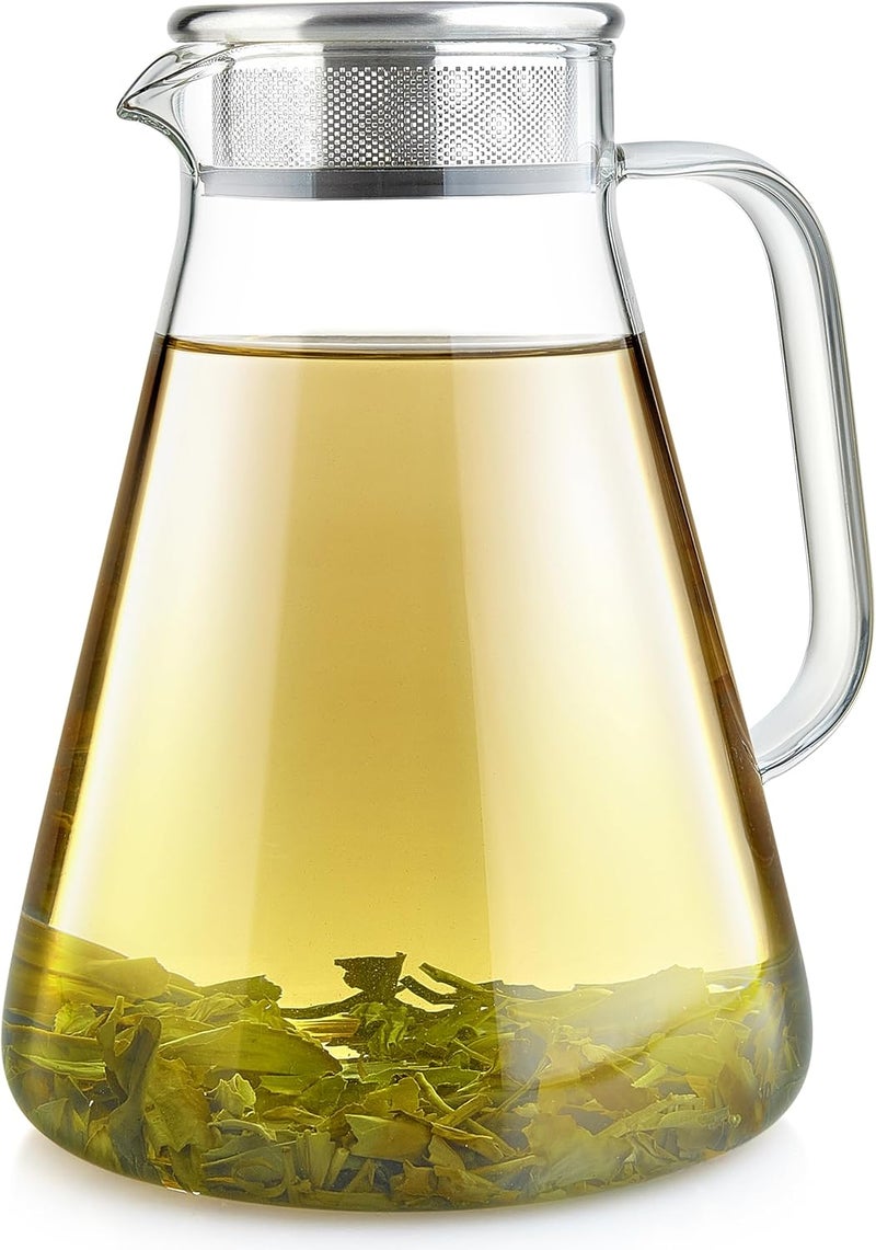 Teabloom One-Touch Tea Maker, 2-in-1 Teapot and Kettle with Stainless Steel Filter Lid for Loose Tea – Stain-free Borosilicate Glass Teapot (56 Oz) – Tea Connoisseur's Choice - Image 1