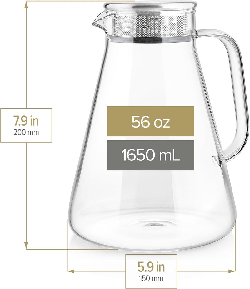 Teabloom One-Touch Tea Maker, 2-in-1 Teapot and Kettle with Stainless Steel Filter Lid for Loose Tea – Stain-free Borosilicate Glass Teapot (56 Oz) – Tea Connoisseur's Choice - Image 5
