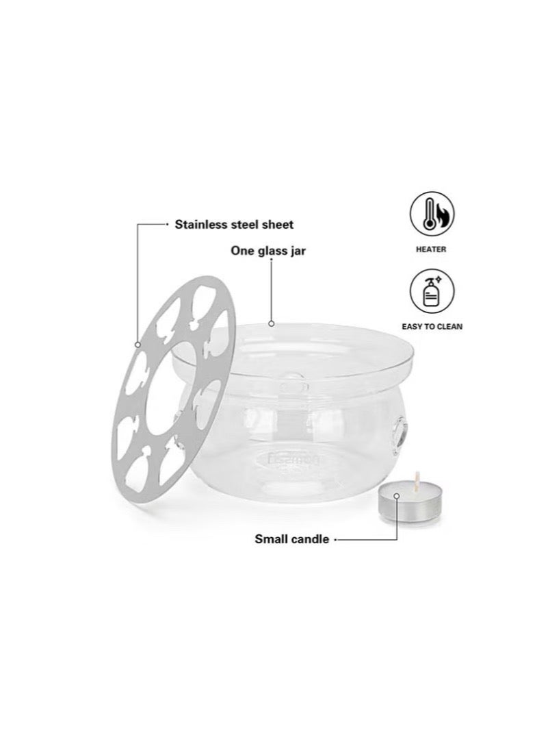 فيسمان وعاء تسخين الشاي مع شمعة من الزجاج المقاوم للحرارة شفاف - Image 2