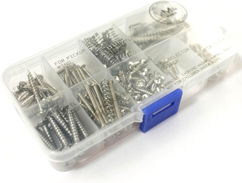 MAKA Guitar Screw Kit Assortment Box Kit for Electric Guitar Bridge, Pickup, Pickguard, Tuner, Switch, Neck Plate, with Springs, 9 Types, Total 149 Screws, Chrome - Image 2