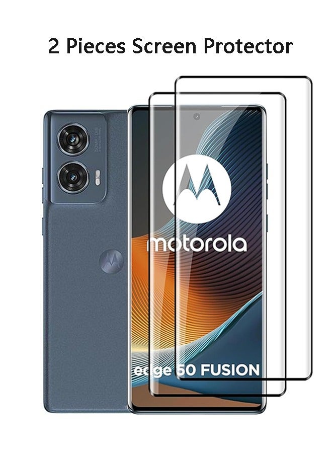 2 Pcs Screen Protector for Motorola Edge 50 Fusion 5G Tempered Glass, Full Coverage HD 9H Hardness Anti-Scratch Anti-Fingerprint Bubble-Free Tempered Film