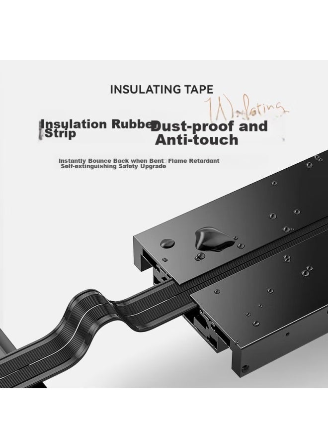 Oaks Aux Track Socket, Sliding Rail Mobile Multi-functional Power Strip, Surface-mounted Wall-mounted Track Socket, Suitable For Xiaomi, 50cm Track + 3 Black Five-hole Sockets - Image 5