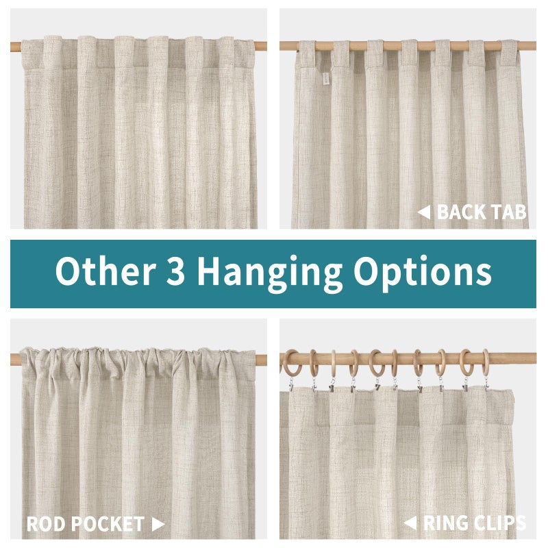 BGment Linen Curtains 40 Inch Length for Kitchen Cafe Window, Short Semi Sheer Drapes Light Filtering with Rod Pocket Back Tab Privacy for Bathroom Window, 2 Panels, 42 X 40 Inch - Image 5
