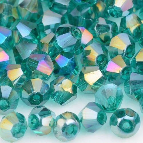 XinBoWen DIY 4mm 1000Pcs Bulk Faceted Bicone Crystal Glass Beads with Container Box Beads for Making Jewelry drak Green