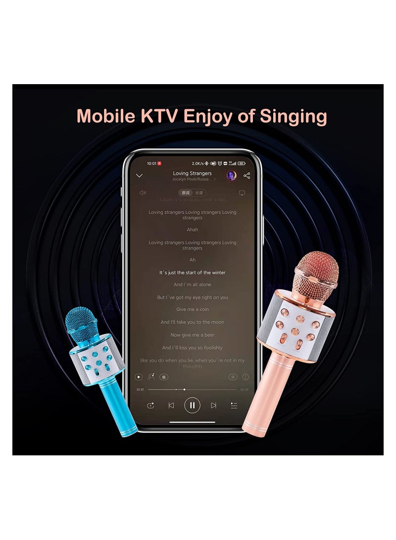 Wireless Bluetooth Karaoke Microphone for Kids, 3-in-1 Portable Handheld Singing Karaoke Mic Speaker Machine, Fun Toys for 4-15 Year Old Boys Girls Home Party Birthday, Rose Gold - Image 4