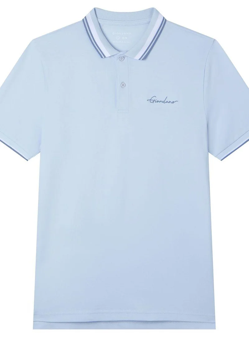 Men’s Slim Pique Polo with Contrast Collar & Signature Embroidery