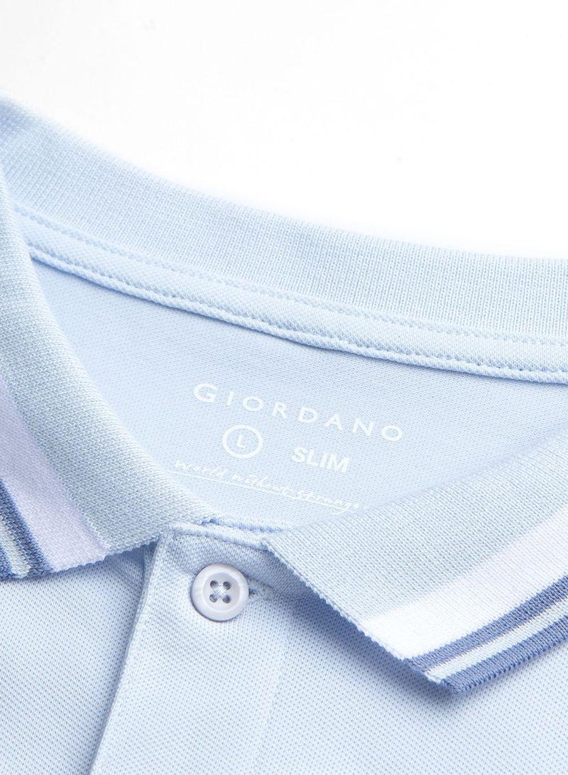 GIORDANO Men’s Slim Pique Polo with Contrast Collar & Signature Embroidery - Image 3