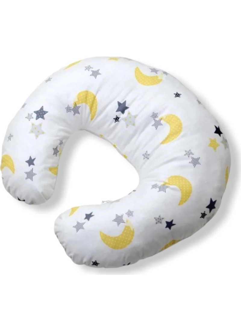 Bebek Özel Baby Special Cotton Fabric Baby Breastfeeding Support and Sitting Cushion Pillow with Yellow Crescent Star