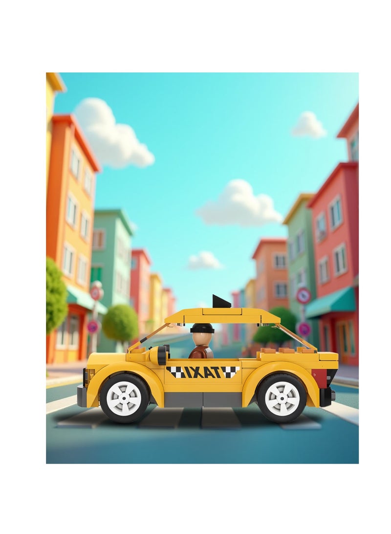 Taxi Building Set for Kids  ,  80 Piece Yellow City Vehicle with Driver Mini Figure , Removable Roof , and Compatible Bricks , Creative Construction Toy for Boys  Girls Ages 5+, Certified Safe , Works with Major Brick Brands - Image 2