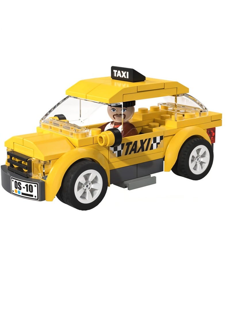Taxi Building Set for Kids  ,  80 Piece Yellow City Vehicle with Driver Mini Figure , Removable Roof , and Compatible Bricks , Creative Construction Toy for Boys  Girls Ages 5+, Certified Safe , Works with Major Brick Brands - Image 1