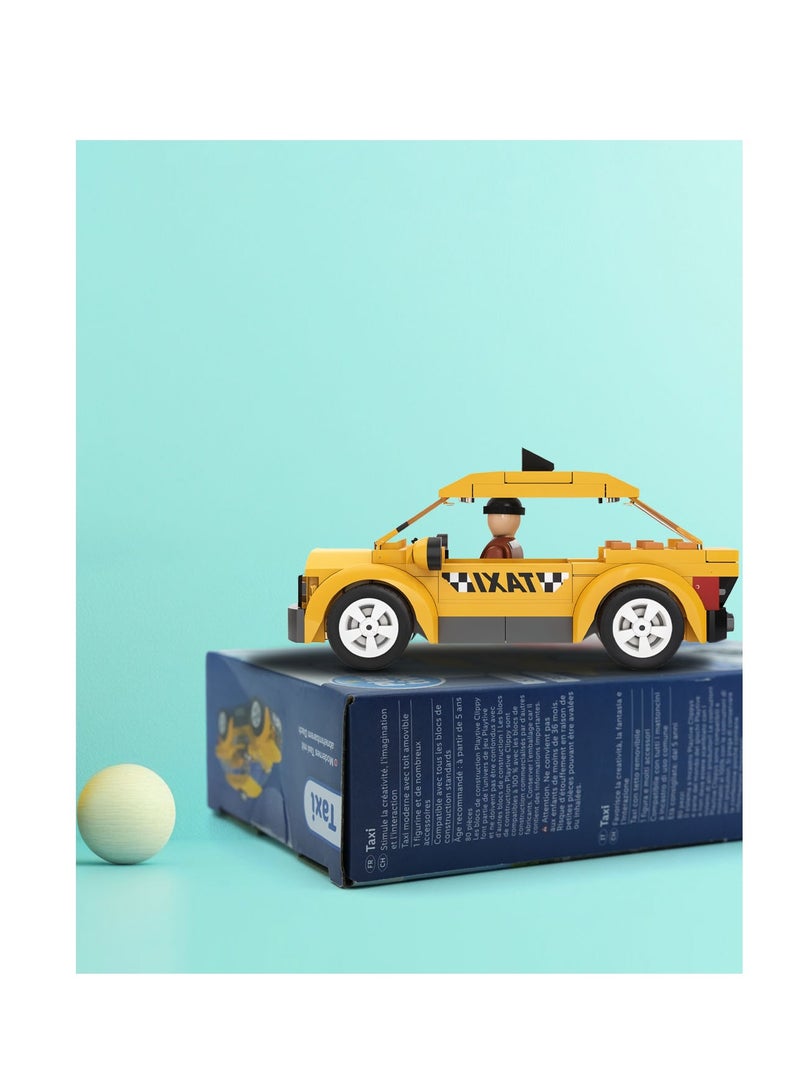 Taxi Building Set for Kids  ,  80 Piece Yellow City Vehicle with Driver Mini Figure , Removable Roof , and Compatible Bricks , Creative Construction Toy for Boys  Girls Ages 5+, Certified Safe , Works with Major Brick Brands - Image 4