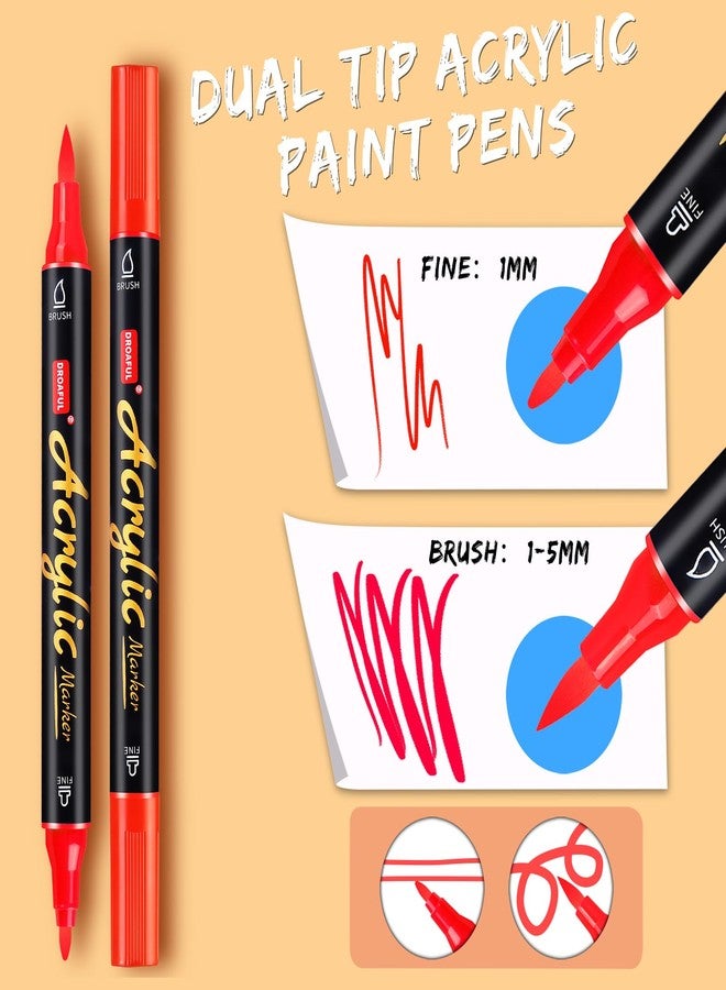 Droaful Acrylic pens for stones, waterproof, 48 colours, acrylic pens dishwasher-safe painting for stones, porcelain, glass, canvas, ceramic, wood, metal, plastic, quick-drying, non-toxic and odourless. - Image 2