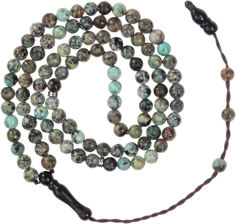 AzanClk Tasbih Premium Muslim Prayer Beads Made with Natural Stone Beads for Daily Misbaha and Meditation (4mm (99 Beads), African Turquoise, Sky Blue) - Image 2