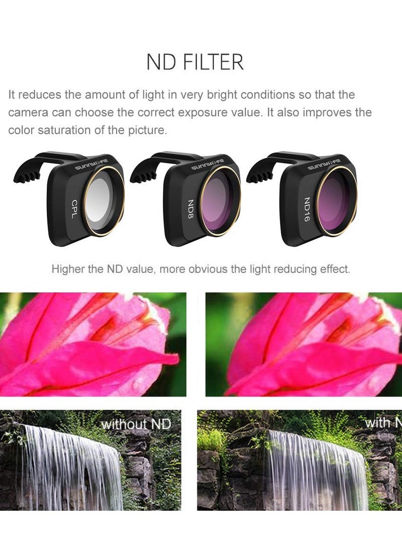طقم فلتر ND مكون من 6 قطع لطائرة DJI Mavic Mini ، Mini 2 ، Mini SE - ملحقات متعددة الطلاء بما في ذلك MCUV ، CPL ، ND4 ، ND8 ، ND16 ، ND32 لتحسين تصوير الطائرات بدون طيار. - Image 3
