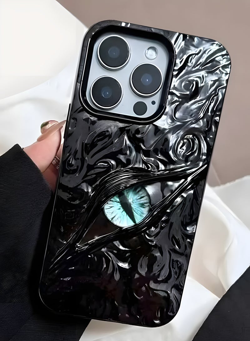 Premium phone case compatible with Iphone 16 Pro Max, luxury 3D mysterious eye design, durable shockproof and scratch resistant material, comfortable grip, modern stylish look, Black - Image 1