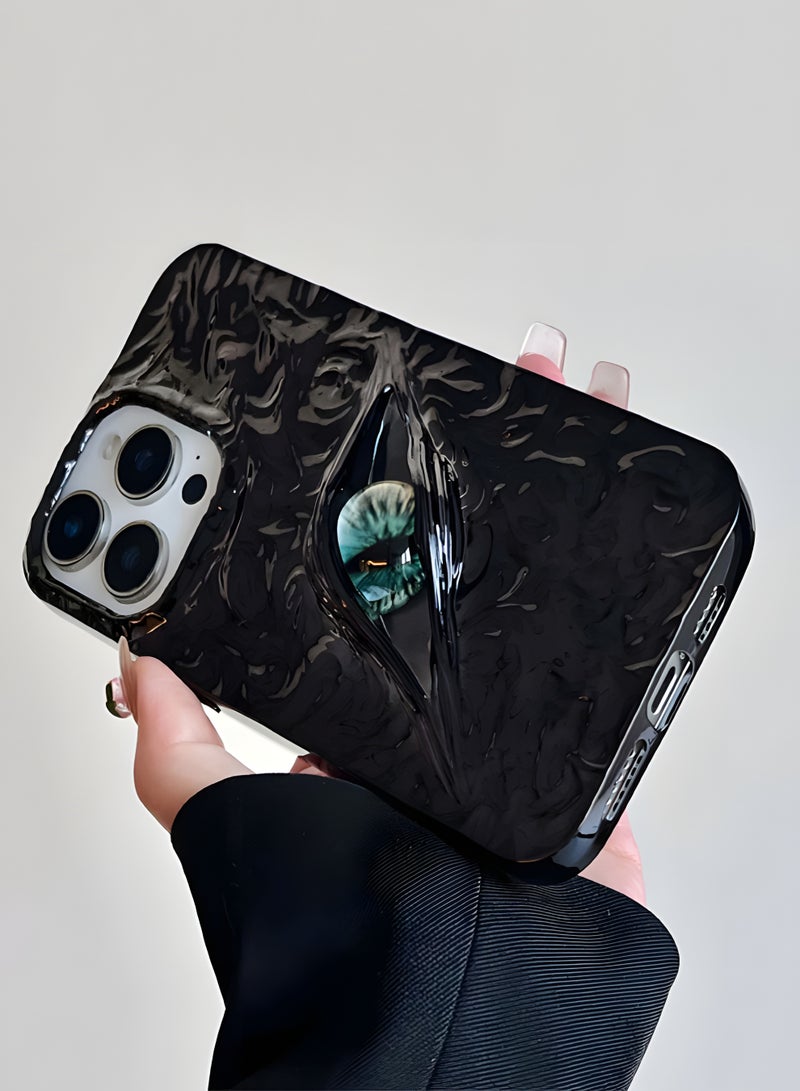 Premium phone case compatible with Iphone 16 Pro Max, luxury 3D mysterious eye design, durable shockproof and scratch resistant material, comfortable grip, modern stylish look, Black - Image 3