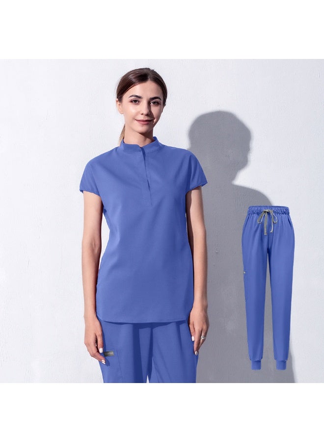 NIBEMINENT Fashion Women Workwear Scrub Tops+pant Medical Uniform Surgery Scrubs Shirt Short Sleeve Pet Shop Doctor Nurse Nursing Uniform - Image 1