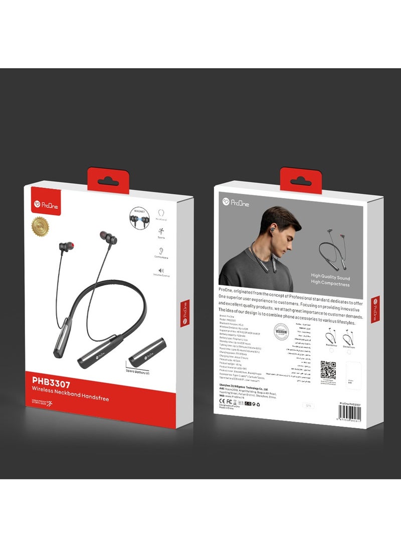 ProOne ProOne PHB3307 Bluetooth Neckband Headphones offering Wireless Connectivity and 35-Hour Music Playtime with Spare Battery for Active Lifestyles  - Image 5