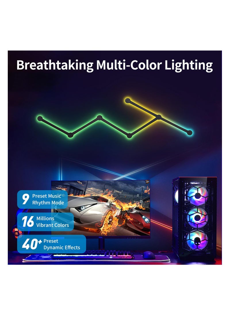 SYOSI - RGB Wall Light, Backlit Modular Wi-Fi Colour Changing Home Decor Lights, LED DIY Geometry Splicing Gaming Lights Work with Alexa and Google Assistant for Game Room, Bedroom (6 Lines, Black) - Image 1