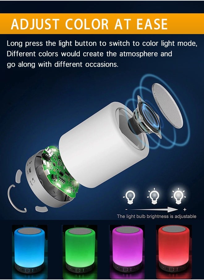 Portable Night Light With Bluetooth Speaker - Multicolor Touch Bedside Lamp - Rechargeable Speaker Table Lamp - Stepless Dimming LED Lamp