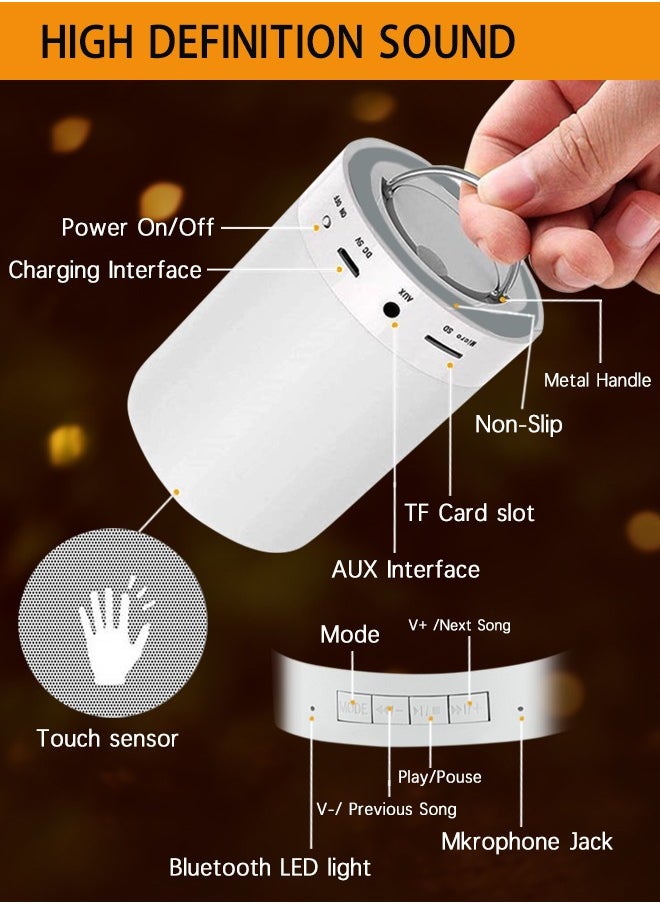 Portable Night Light With Bluetooth Speaker - Multicolor Touch Bedside Lamp - Rechargeable Speaker Table Lamp - Stepless Dimming LED Lamp