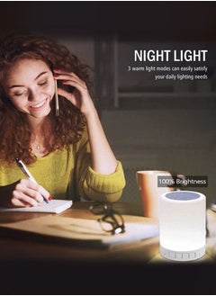 SUCITY Portable Night Light With Bluetooth Speaker - Multicolor Touch Bedside Lamp - Rechargeable Speaker Table Lamp - Stepless Dimming LED Lamp  - Image 4
