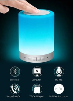 SUCITY Portable Night Light With Bluetooth Speaker - Multicolor Touch Bedside Lamp - Rechargeable Speaker Table Lamp - Stepless Dimming LED Lamp  - Image 5