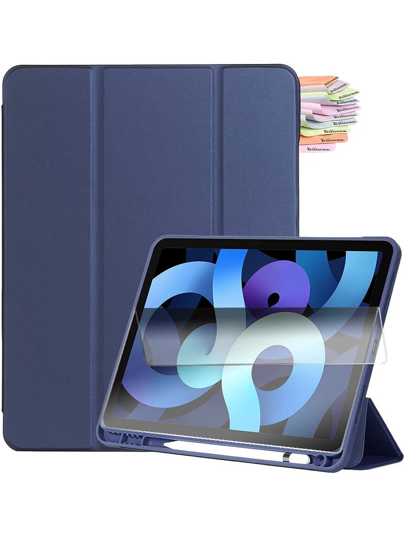 MUNTAQI for New iPad Air 4th Generation 2020 Case , for New iPad Air 4 10.9 Inch 2020 Case with Pencil Holder, Smart Trifold Stand Cover Case,Auto Sleep/Wake, Navy - Image 1