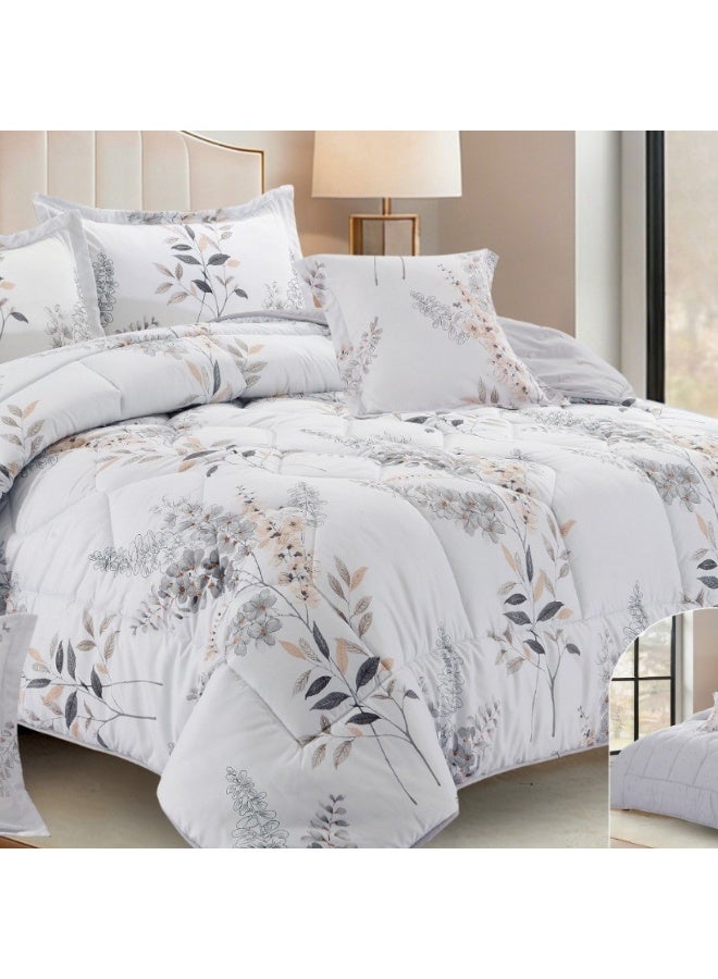 SMART HOME Luxury Hotel Bedding Set – 6-Piece Duvet Cover Set – Bedding Set Includes: Duvet Cover with Filling, Fitted Sheet, 2 Pillowcases, and 2 Square Cushion Covers – Soft and Comfortable Sleeping Set – Duvet Cover Size: 260X240 cm - Image 3