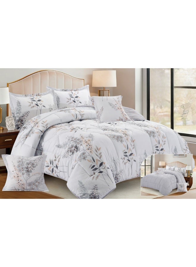 SMART HOME Luxury Hotel Bedding Set – 6-Piece Duvet Cover Set – Bedding Set Includes: Duvet Cover with Filling, Fitted Sheet, 2 Pillowcases, and 2 Square Cushion Covers – Soft and Comfortable Sleeping Set – Duvet Cover Size: 260X240 cm - Image 1