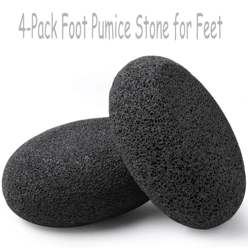 Borogo Natural Foot Pumice Stone for Feet, Borogo 4-Pack Lava Pedicure Tools Hard Skin Callus Remover for Feet and Hands Black - Image 2