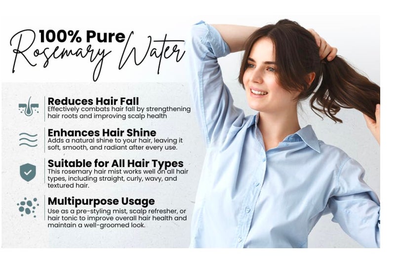 VITSZEECARE Rosemary water spray 200ml for hair Rosemary Hair Mist Shine Reduce Hairfall Strengthens Hair Suitable For Types Men & Women - Image 3
