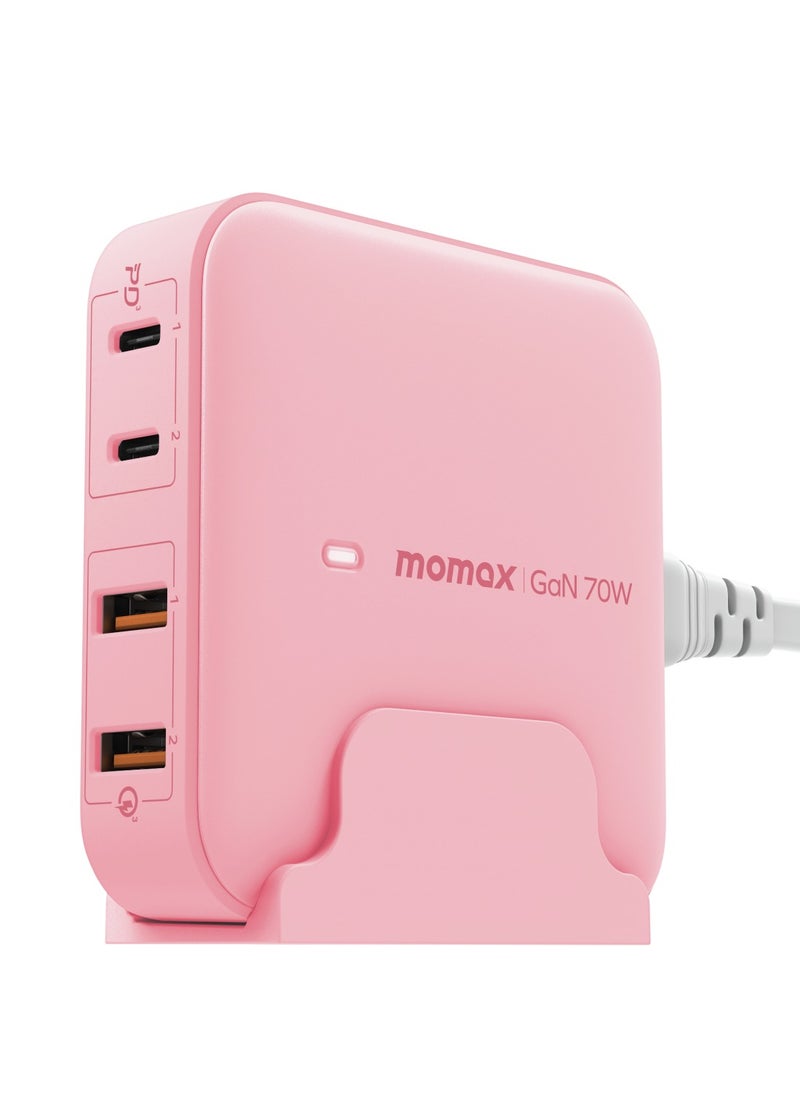 Momax - Momax Oneplug Desktop Charger With GaN 4-Port 70W - Pink - Image 1