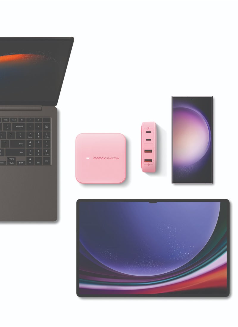 Momax - Momax Oneplug Desktop Charger With GaN 4-Port 70W - Pink - Image 1