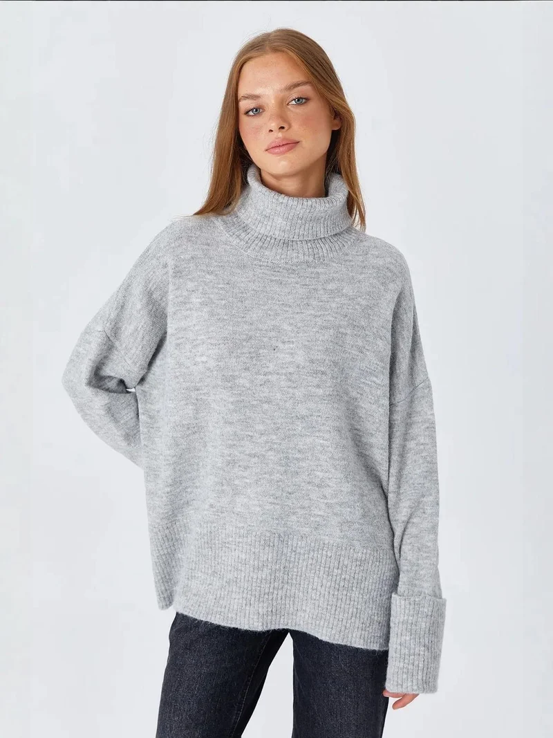 MixRay Mixray Thick Turtleneck Loose Fit Sweater