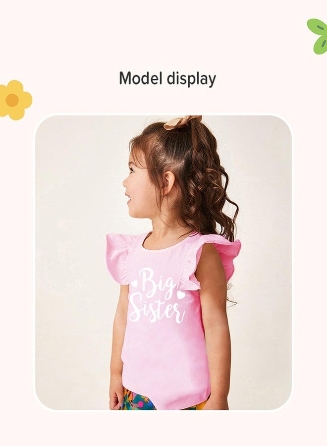 Tkria Big Sister Shirt for Toddler Baby Girl Big Sis Announcement T-Shirt Kid Promoted to Best Graphic Ruffle Short Sleeve Tee 7T - Image 3