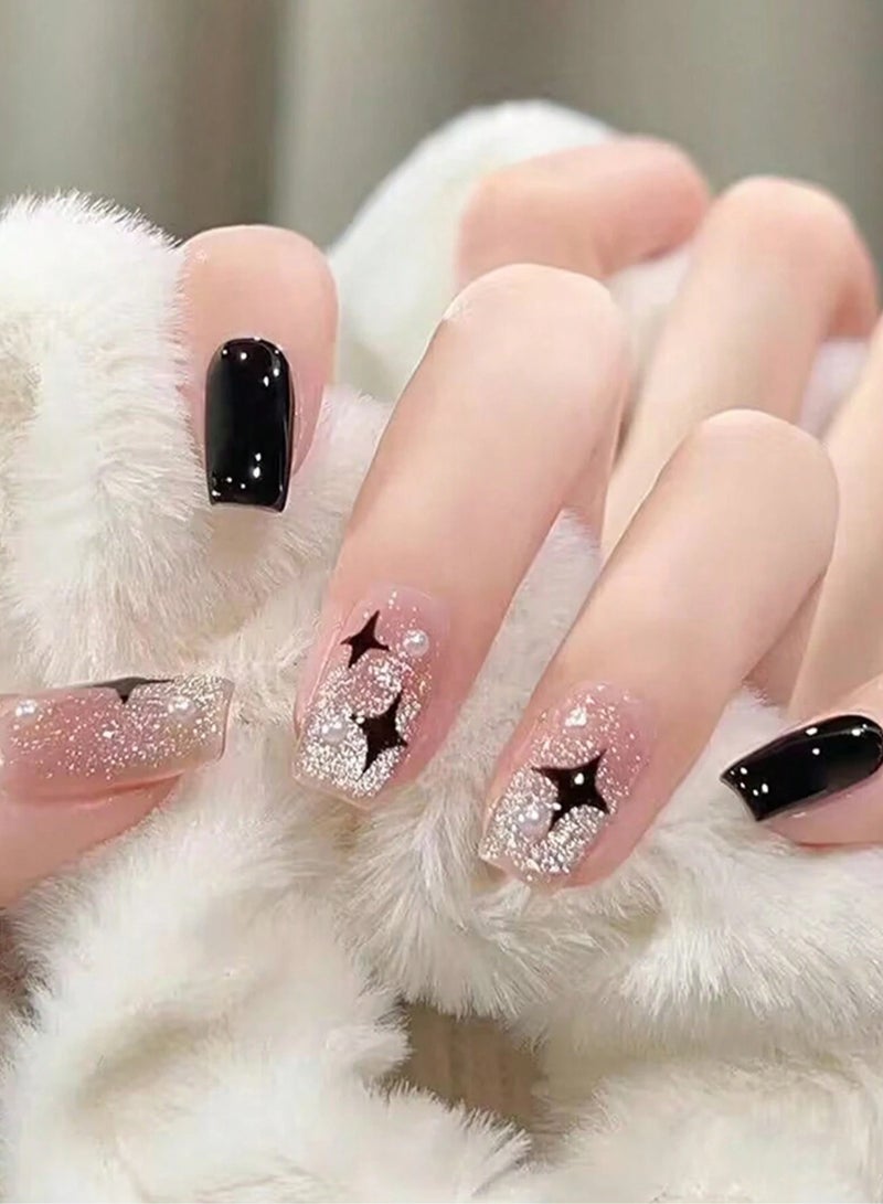 إسكدنيا 8 أوراق من ملصقات أظافر النجوم اللامعة ملصقات أظافر ثلاثية الأبعاد باللون الذهبي والفضي والأسود والأبيض بتصميم ثلاثي الأبعاد لتزيين أطراف الأظافر الفرنسية بنفسك لإكسسوارات فن الأظافر الأكريليك - Image 5