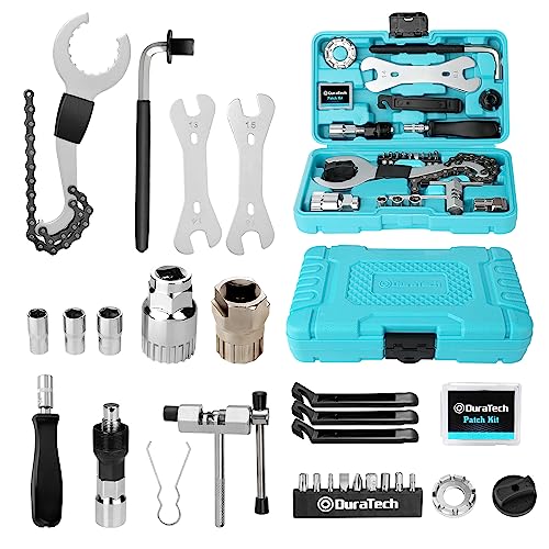 DURATECH 31 Pieces Bicycle Tool Kit, Complete Bike Repair Kit with Storage Box, Mountain Bike Repair Tools, for Mountain, Road, and Park Bicycle with Chain Riveter, Tire Levers, Crank Puller - Image 1