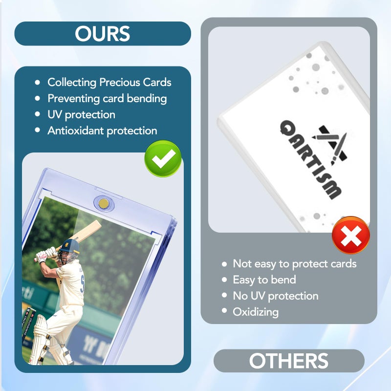 ZENOWICK 100ct Magnetic Card Holders, Magnetic 35pt One Touch Card Holders, U-V Protection Hard Plastic Display Case for Trading, Sports, Baseball, Football, Game Cards - Image 5