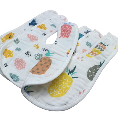 BabyGo Muslin Cotton Baby Bibs & Washcloths | Super Soft 8-Layer Cartoon Print Feeding Bibs & Towels, Gentle & Reusable for Newborns & Kids | Ideal for Sensitive Skin | Pack of 6 (Multicolor) - Image 4