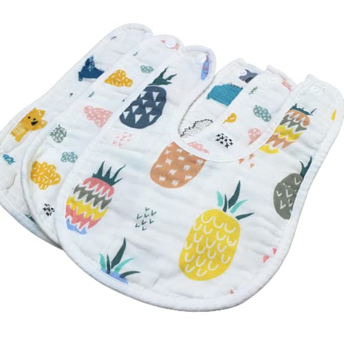 BabyGo Muslin Cotton Baby Bibs & Washcloths | Super Soft 8-Layer Cartoon Print Feeding Bibs & Towels, Gentle & Reusable for Newborns & Kids | Ideal for Sensitive Skin | Pack of 6 (Multicolor) - Image 3