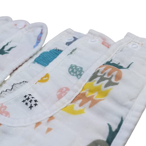 BabyGo Muslin Cotton Baby Bibs & Washcloths | Super Soft 8-Layer Cartoon Print Feeding Bibs & Towels, Gentle & Reusable for Newborns & Kids | Ideal for Sensitive Skin | Pack of 6 (Multicolor) - Image 5