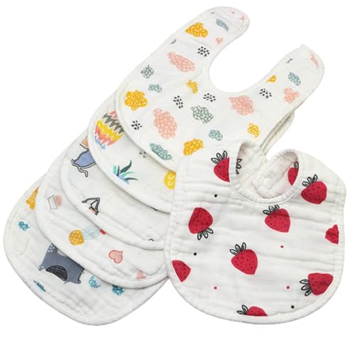 BabyGo Muslin Cotton Baby Bibs & Washcloths | Super Soft 8-Layer Cartoon Print Feeding Bibs & Towels, Gentle & Reusable for Newborns & Kids | Ideal for Sensitive Skin | Pack of 6 (Multicolor) - Image 1