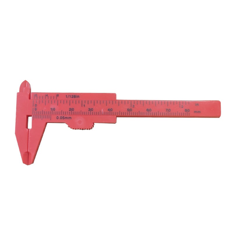 150mm double scale plastic vernier caliper Wen play jewelry measurement student caliper mini measuring tool wholesale 0-80 red style