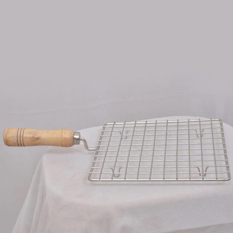 MEETO Square Stainless Steel Roaster Jali – Heavy-Duty Barbecue Grill with Wooden Handle Ideal for Roasting Perfect for Kitchen, Outdoor BBQ, Camping, and Home Cooking - Image 5