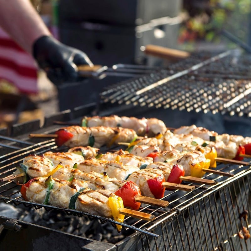 MEETO Square Stainless Steel Roaster Jali – Heavy-Duty Barbecue Grill with Wooden Handle Ideal for Roasting Perfect for Kitchen, Outdoor BBQ, Camping, and Home Cooking - Image 1
