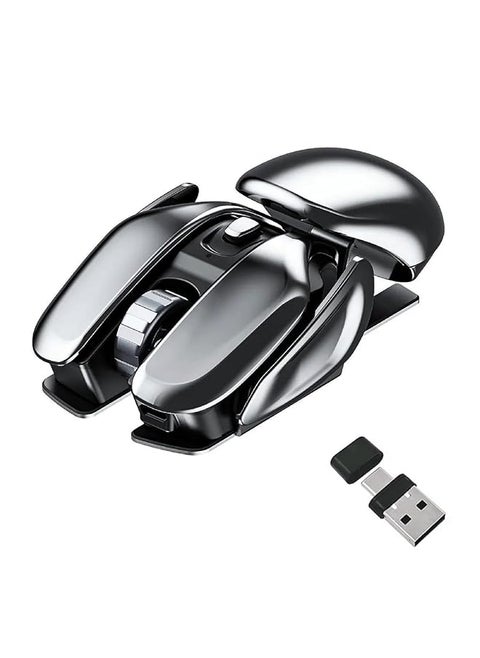 Unique Look Wireless Mouse With Usb＆Type C 2 In 1 Receiver Rechargeable Silent Click Optical Cordless Mouse For Laptop Pc Computer Macbook And All Usb Type C Devices Metal Grey
