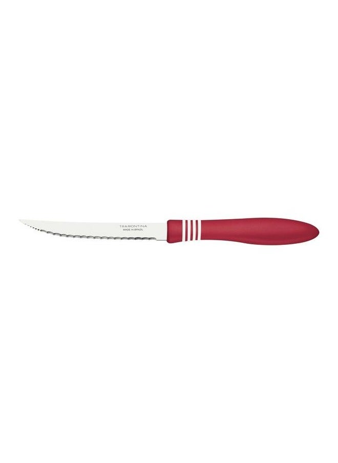 TRAMONTINA Since 1911,Made in Brazil- Cor&Cor 2 Pieces Steak Knife Set with Stainless Steel Blade and Red Polypropylene Handle  - Image 2