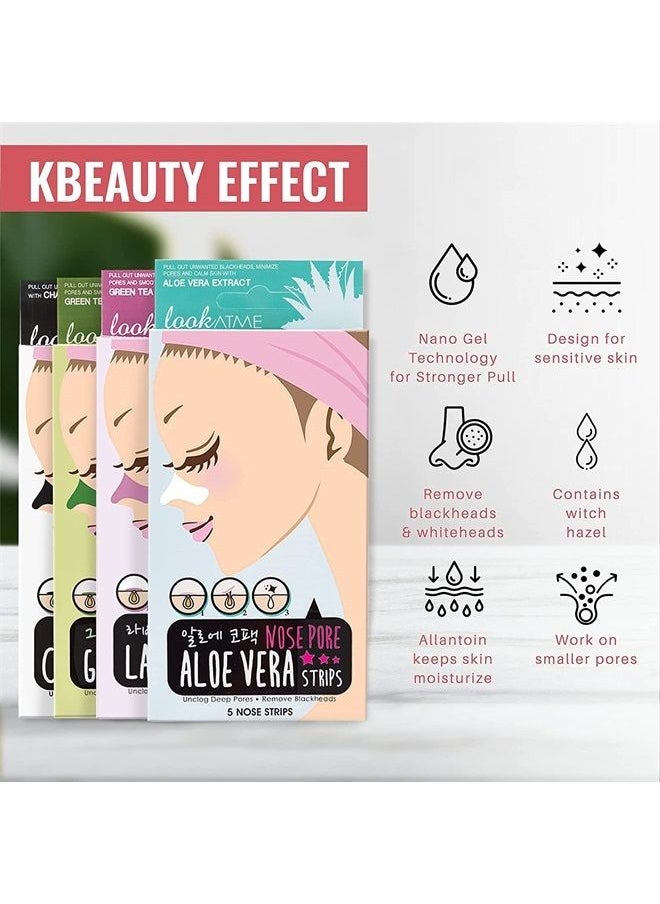 LOOKATME - Look At Me Nose Pore Strips (2-Pack, 10 Nose Strips). Korean Skin Care Blackhead Remover with Lavender. K Beauty Pore Cleaner and Pore Extractor. Acne Mask for Blackhead Removal. Adhesive Pore Mask. - Image 1